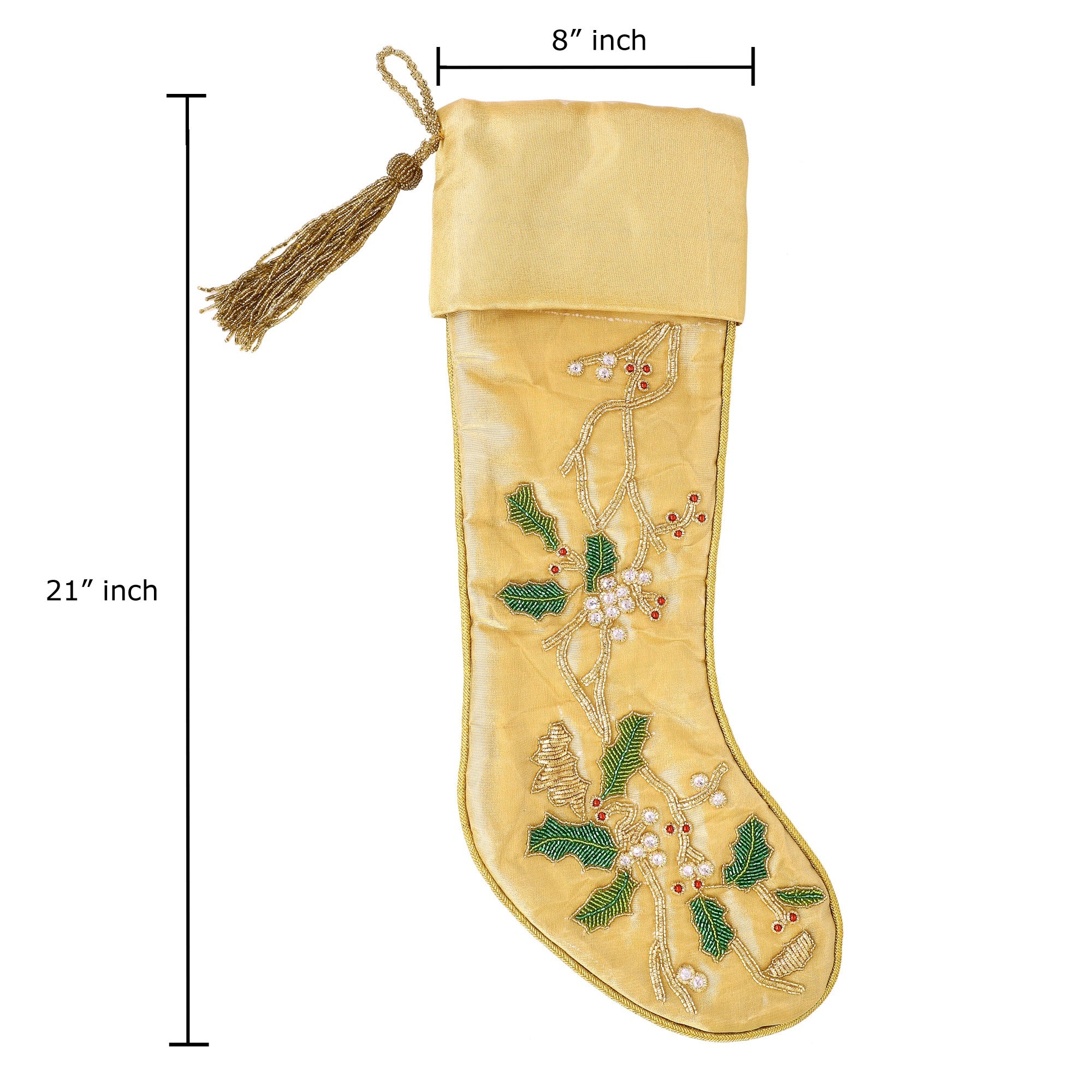 PERSONALISED FLORAL WREATH GOLD CHRISTMAS WREATH STOCKING
