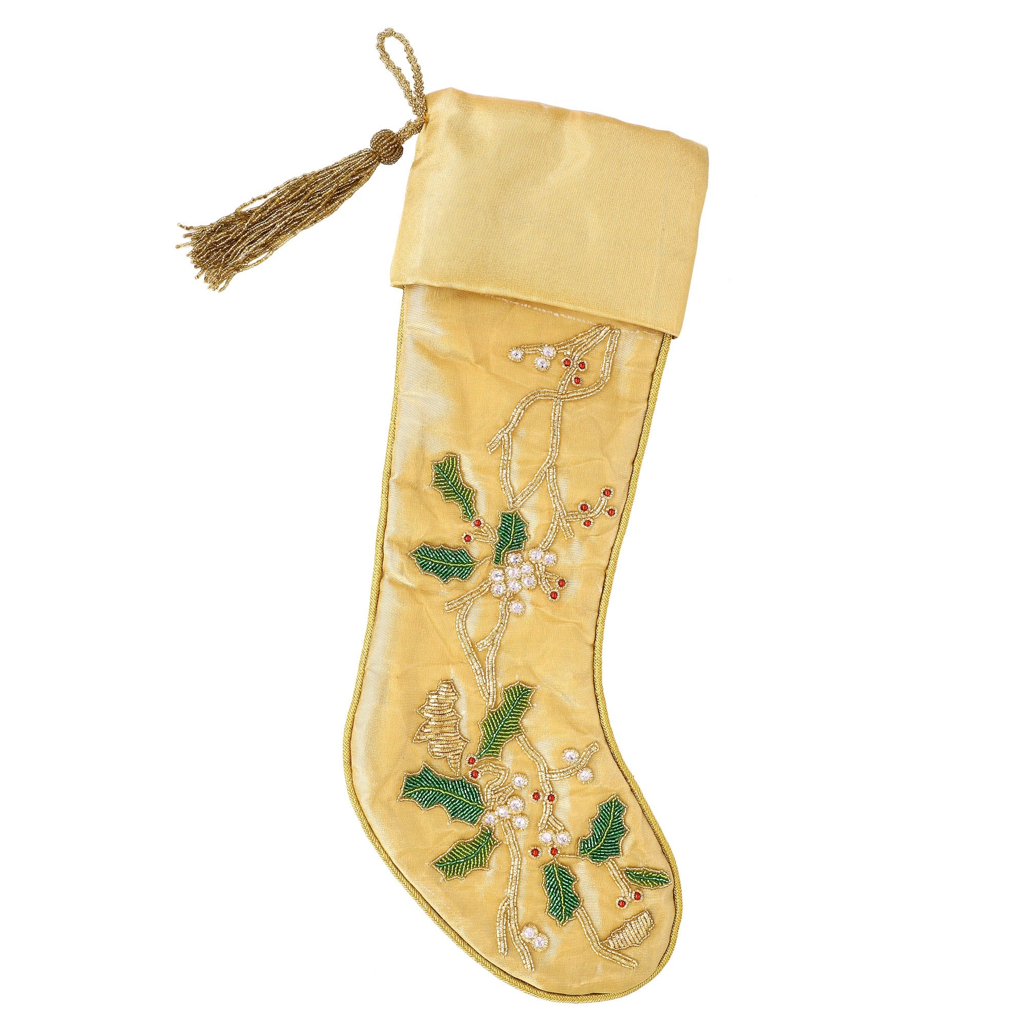 PERSONALISED FLORAL WREATH GOLD CHRISTMAS WREATH STOCKING