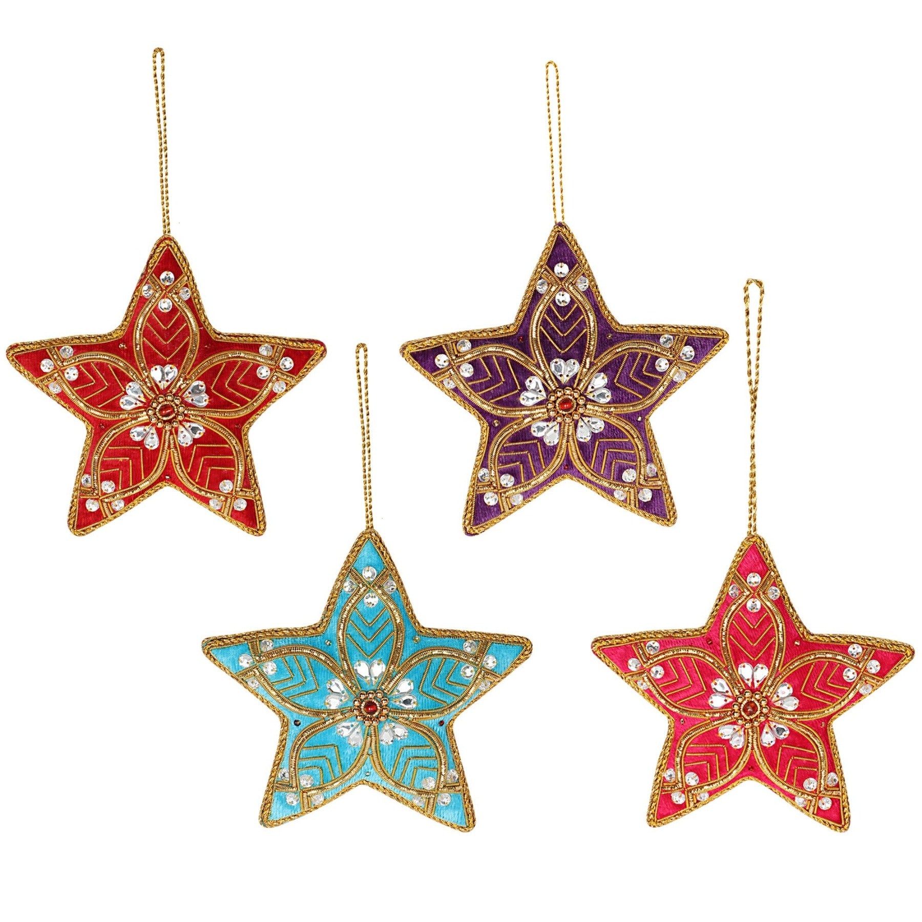 Cheerful Stars Christmas ornaments set of 4 pieces for holiday decor (1SET=4PC)