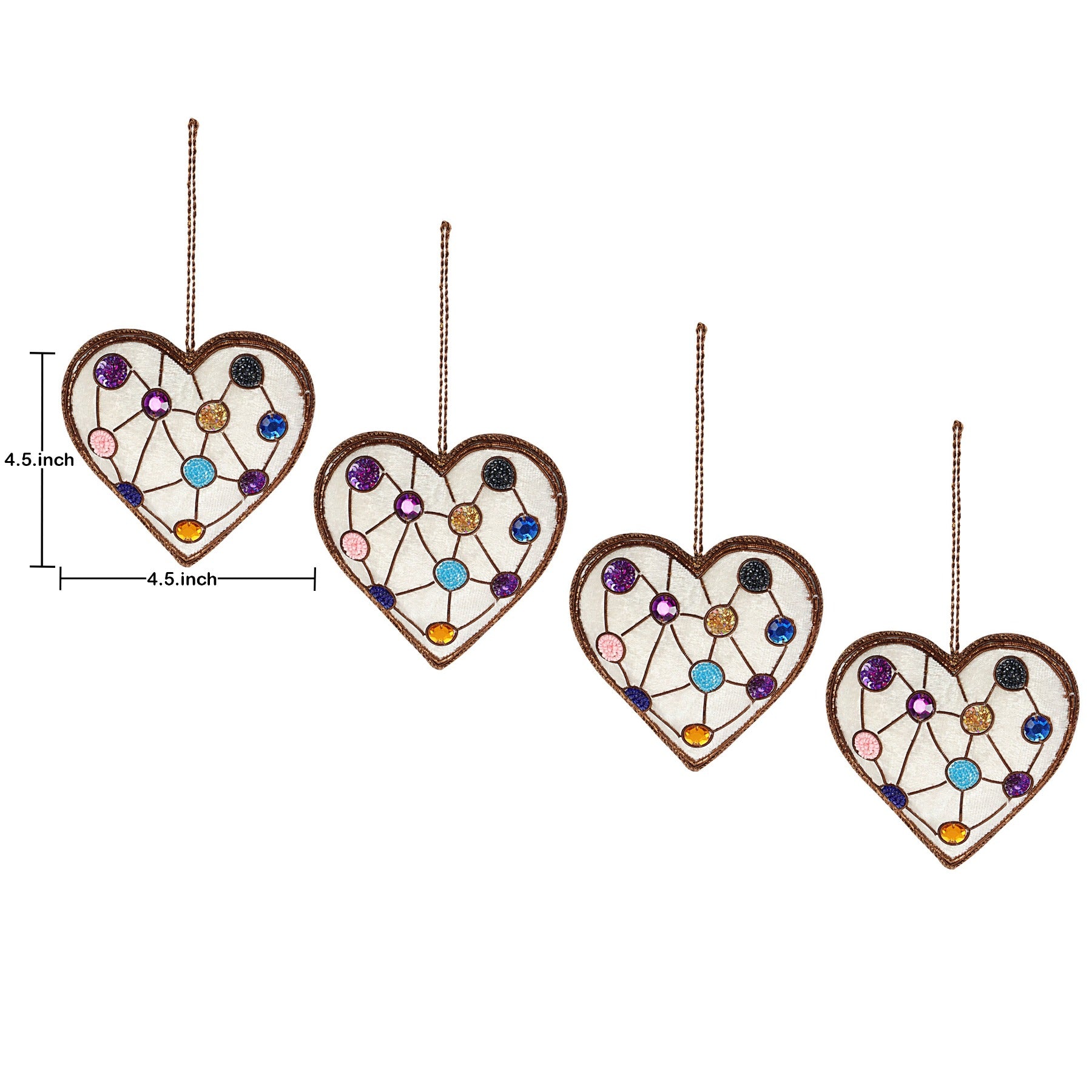 White Glitter Hearts christmas ornaments set of 4 pieces for holiday decor (1SET=4PC) holiday decor