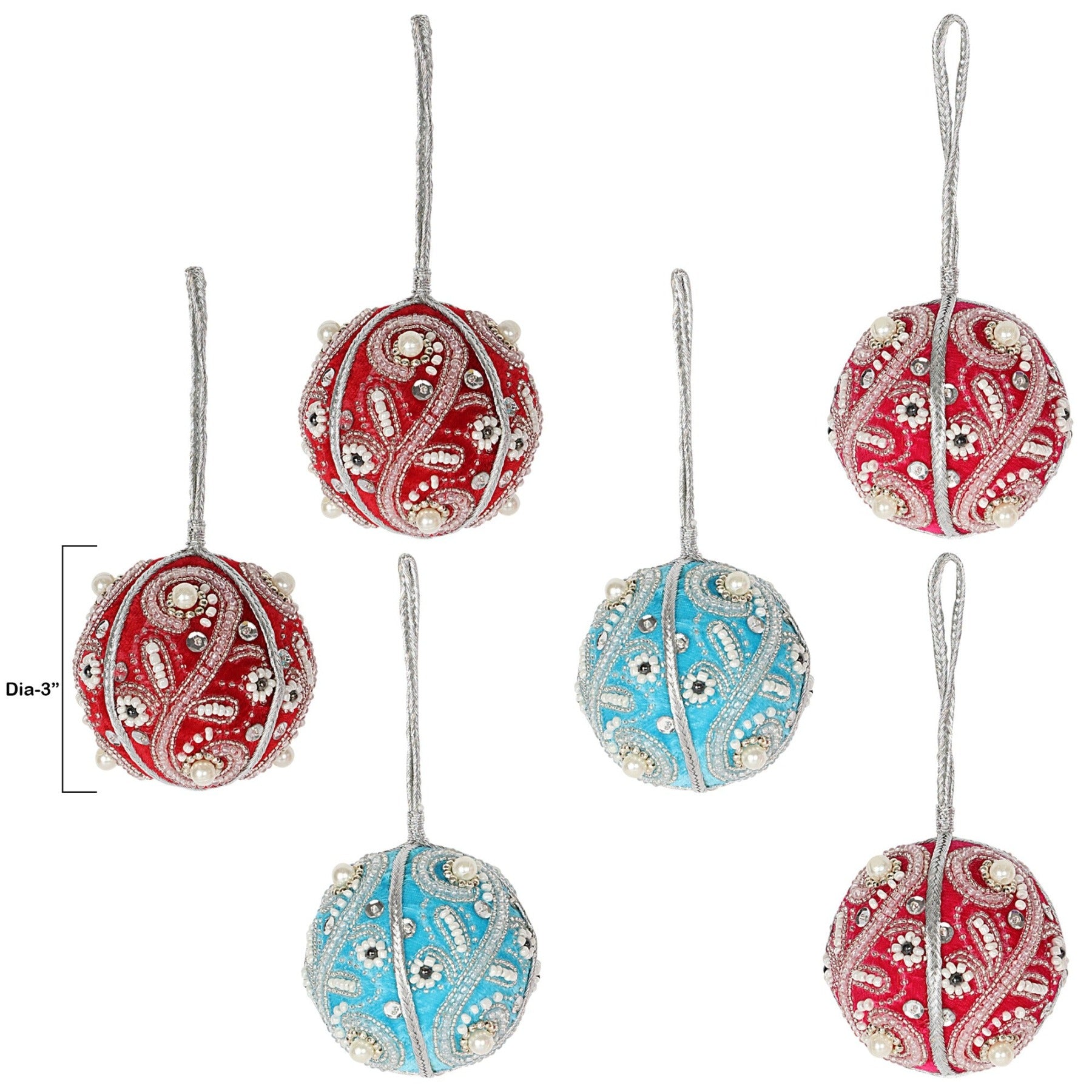 Decorative Pearls christmas balls ornaments set 0f 6 - Multicolor christmas balls tree ornaments for holiday decor (1SET=6PCS)