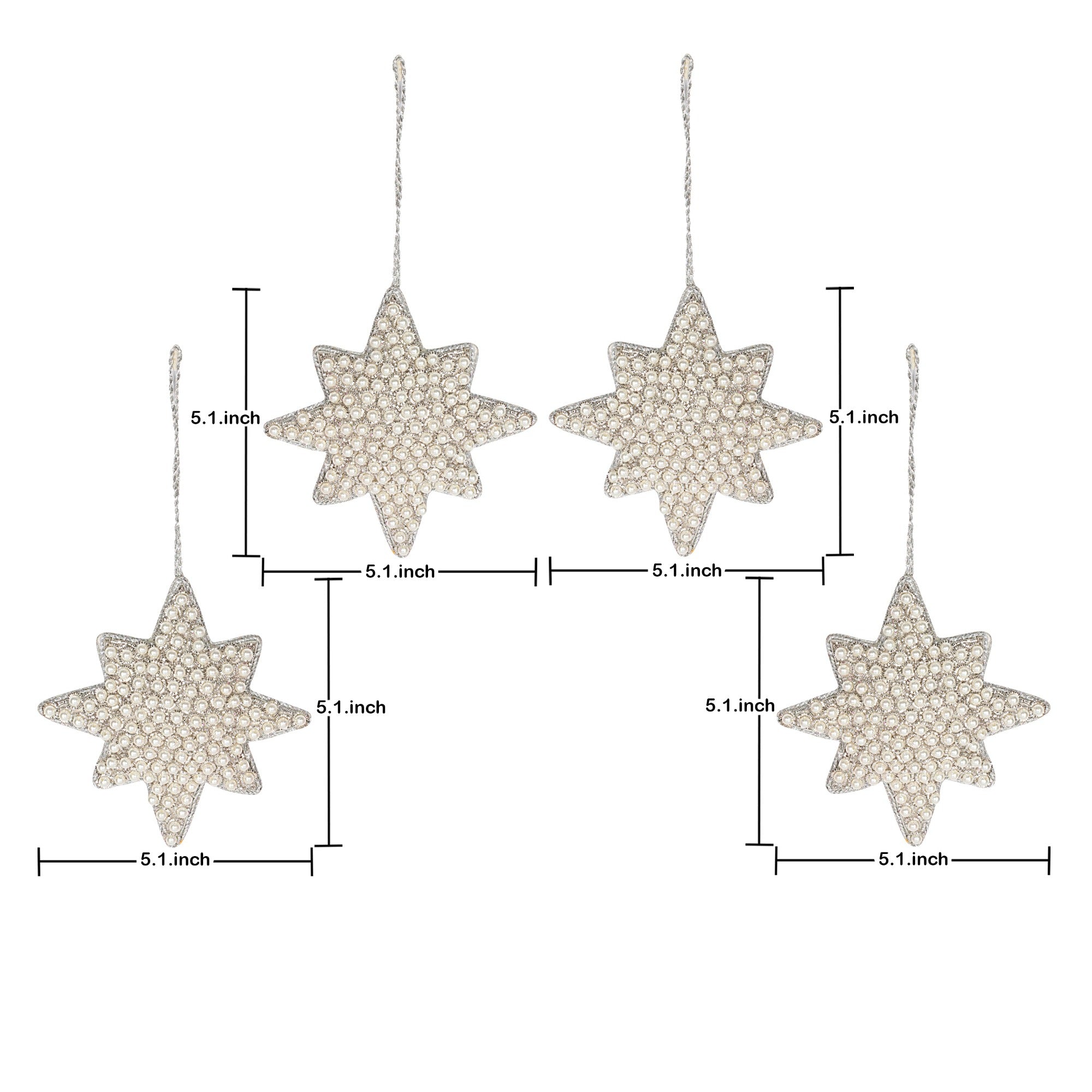 Pearly Stars Christmas ornaments set of 4 pieces for holiday decor (1SET= 4PC)