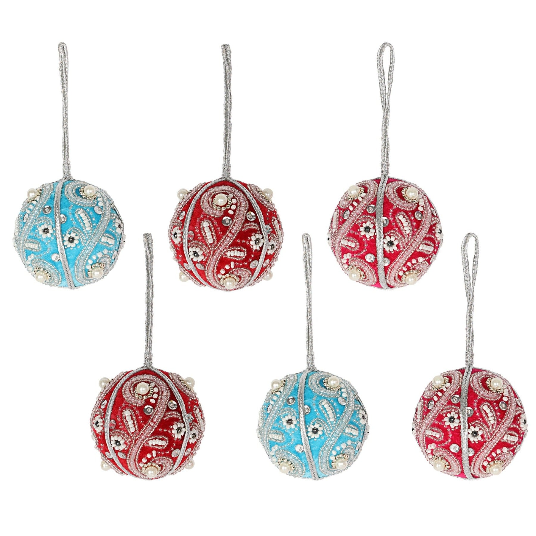 Decorative Pearls christmas balls ornaments set 0f 6 - Multicolor christmas balls tree ornaments for holiday decor (1SET=6PCS)