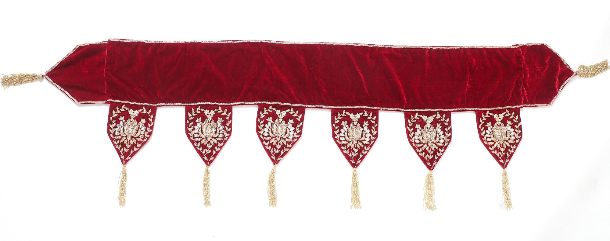Lotus Red velvet Christmas Mantle Scarf Available in 2 sizes 60" & 72"